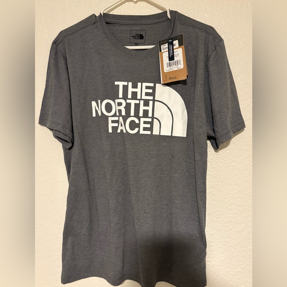 The North Face Charcoal Tee with White Logo